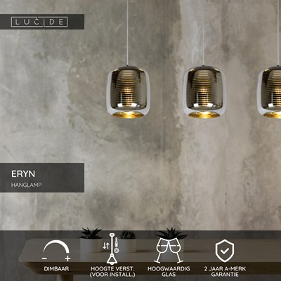 Lucide ERYN - Hanglamp - 3xE27 - Chroom